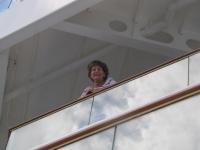Lesley on her balcony.