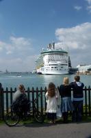 The new Freedom of the Seas (154,407grt - 3,782pax) on her maiden arrival in Southampton in April 2006.