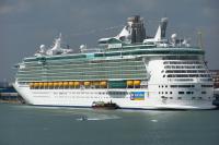 The new Freedom of the Seas (154,407grt - 3,782pax) on her maiden arrival in Southampton in April 2006.