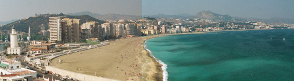 The beach and sea-front at Malaga